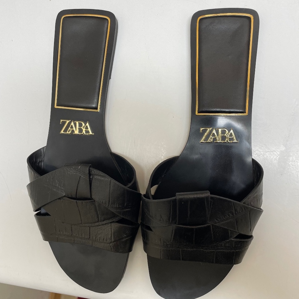 Zara black leather sandals